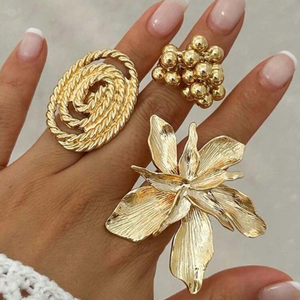 Gold Floral Statement Ring - Women's Fashion Jewelry